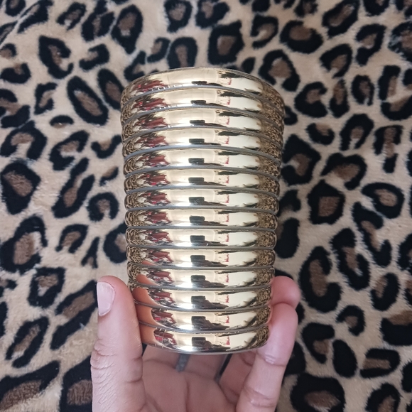 Women gold mirror metallic Fashion plastic adjustable long bracelet - Picture 8 of 10